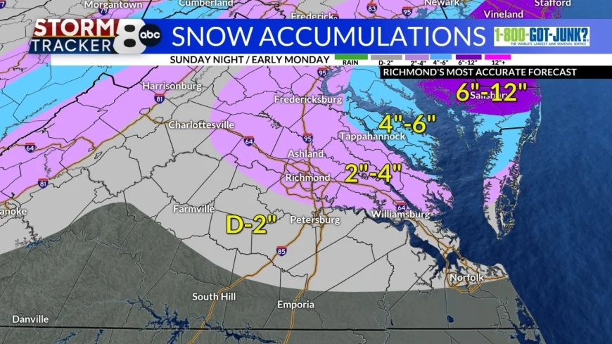 StormTracker8: VIPIR Alert Day on Sunday due to Rain to Snow Accumulations