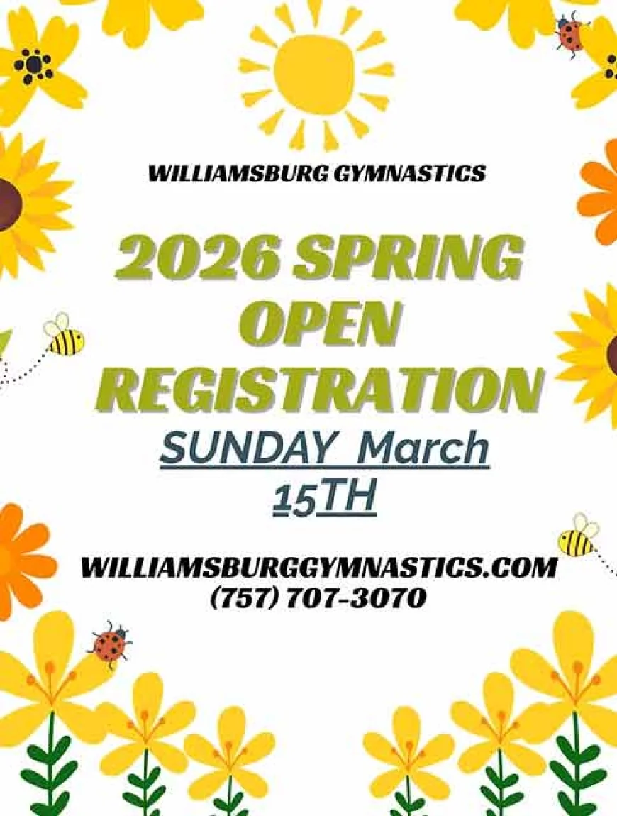 Williamsburg Gymnastics Spring Classes – Registration Opens on March 15 for All Ages & Abilities