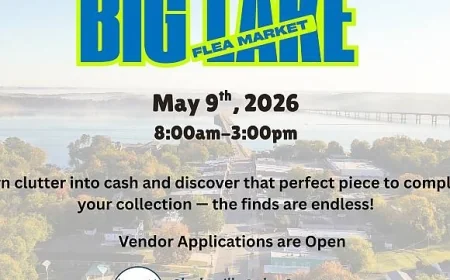 On Saturday, May 9, 2026 at 08:00 am - CLARKSVILLE LAKE COUNTRY CHAMBER: Big Lake Flea Market