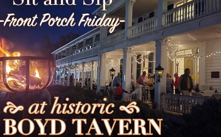 On Friday, September 11, 2026 at 05:00 pm - THE BOYD TAVERN: Sit ‘n Sip - Front Porch Friday