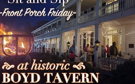 On Friday, May 1, 2026 at 05:00 pm - THE BOYD TAVERN: Sit 'n Sip - Front Porch Friday