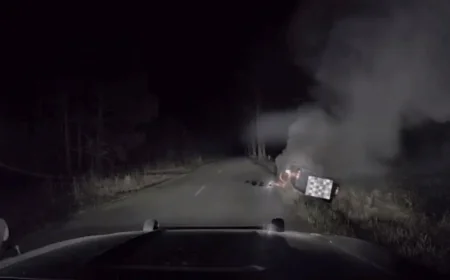 VIDEO: Man rescued from burning pickup truck by Virginia State Police trooper in Emporia