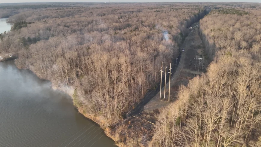 PHOTOS: Chesterfield firefighters battle over 10-acre brush fire for hours
