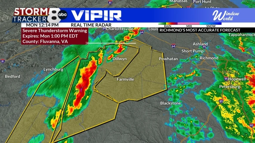Severe thunderstorm warning issued for part of Central Virginia