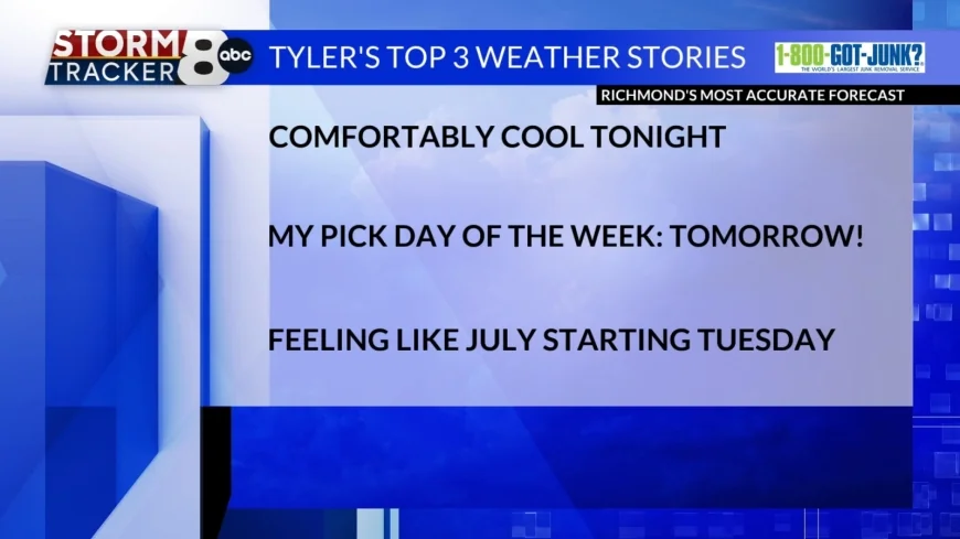 StormTracker8: Comfortably cool tonight; beautiful day on Sunday